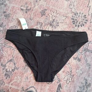 Aerie Black Textured Bikini Bottoms